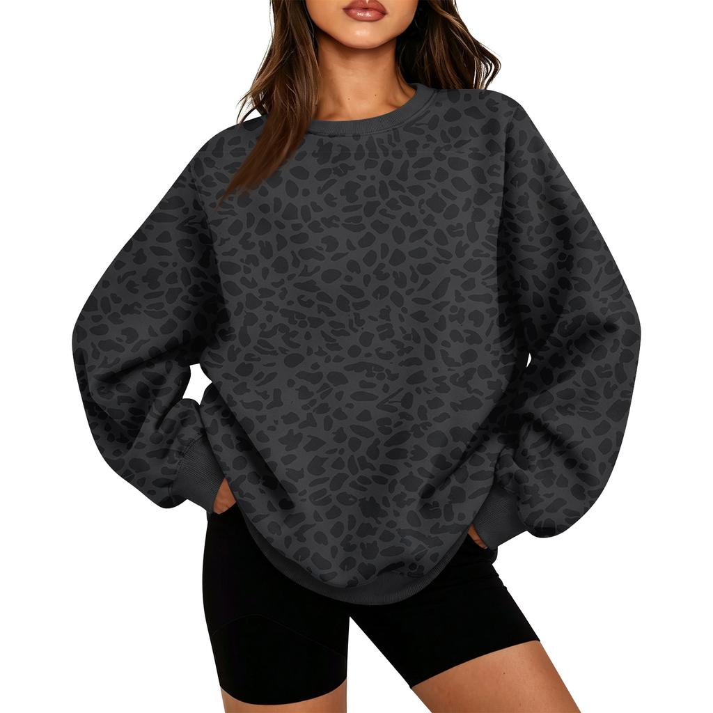 Women's Trendy Casual Long Sleeve Leopard Print Neck Top for Everyday Wear