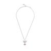 VIVIENNE WESTWOOD Octavie Bow Saturn Pendant Long Necklace Unisex Necklace Silver Pink 6302039G-01P356-SM