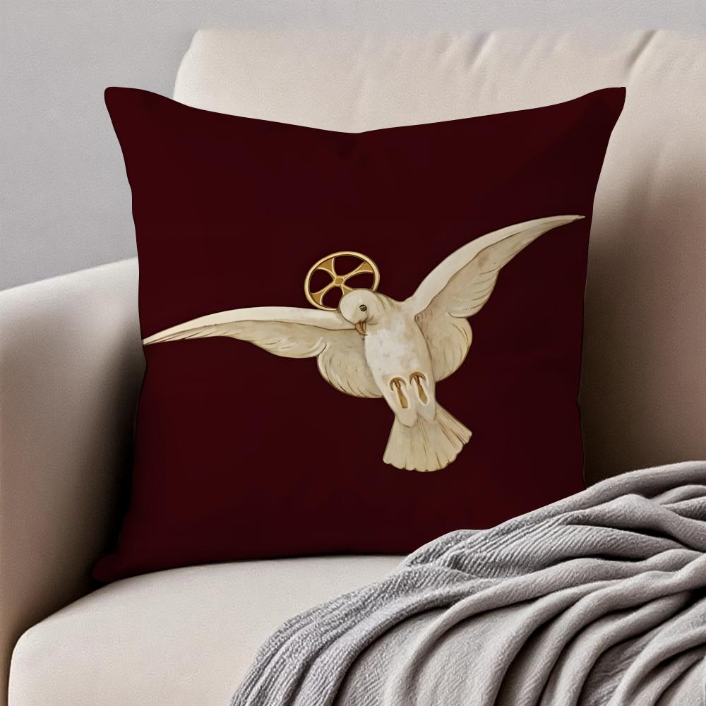 Classical Sacred The Dove Cushion Cover Pillowcase Antidustmite Invisible Zipper Short Plush Sofa Cushion