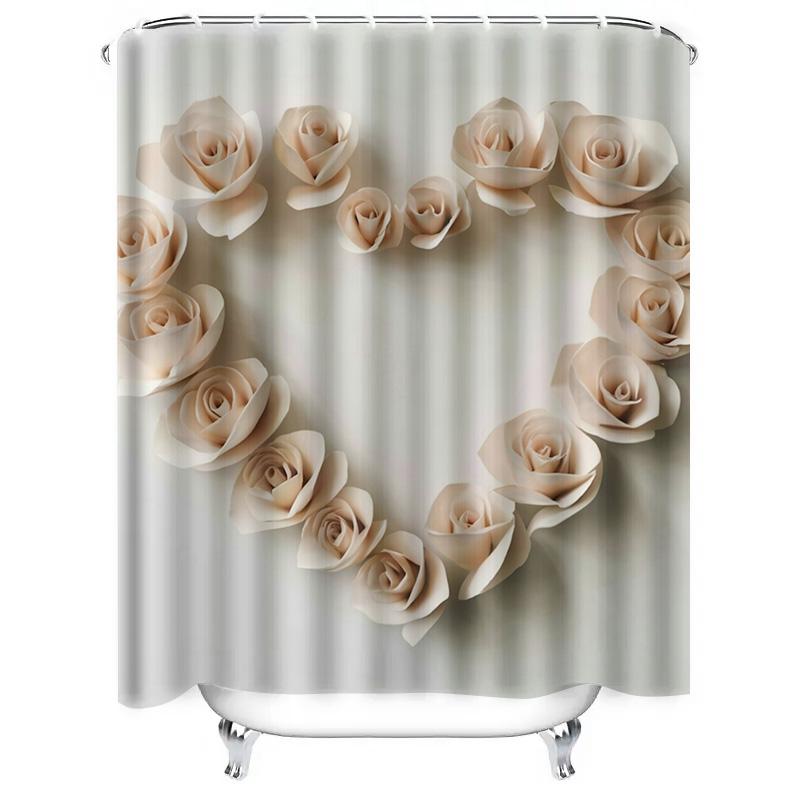 3D Rose Heart Shower Curtain | Elegant And Romantic Bathroom Decor