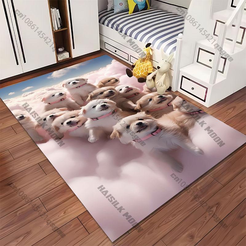 Puppies resting on soft clouds carpet Yoga living room room decor children's crawling mat doormat area rug games mat