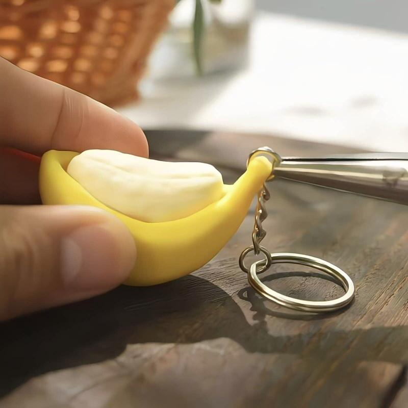 Funny 3D Printing Banana Fidget Keychain Mechanical Switch Clicker Toy for Killing Time Party Favors Gifts