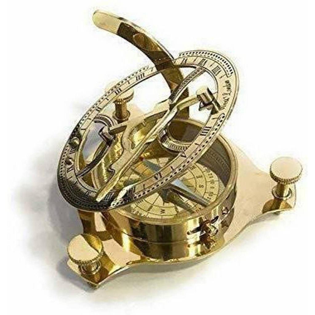 3 Inch Brass Golden Sundial Compass. Sun Clock Brass Golden Compass  (Gold)