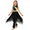 Girls Metallic Patchwork Sleeveless Dress Lyrical Dance Outfit Wide Leg Pants