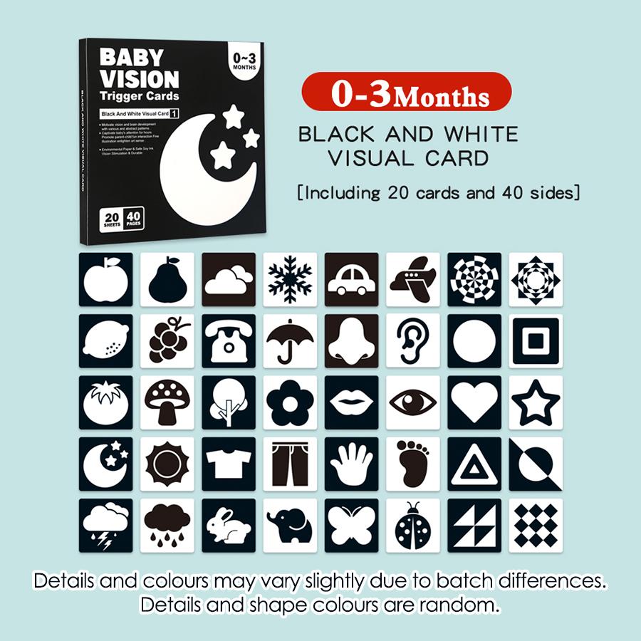 

20sheets/pack Infant Visual Stimulation Cards Montessori Tall Contrast Flash Card Infant Present Designed For Children Cognition Toy