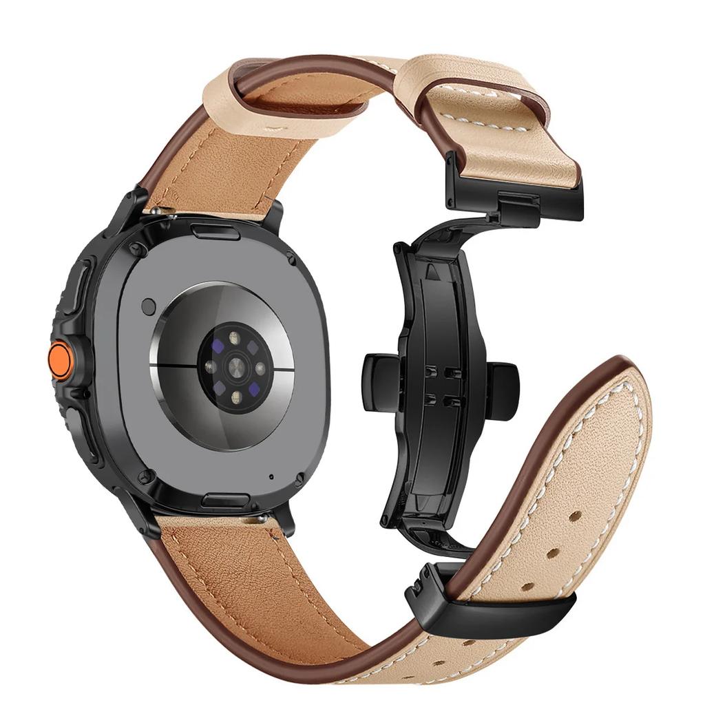 Kožený pásek pro Samsung galaxy watch 8 40 44mm /8 classic 46mm Obchodní řemínek pro galaxy ultra 2025/7 47mm Náramek pro chytré hodinky