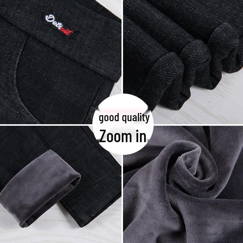 Damen High-Waist Stretch-Jeans mit Fleecefutter - Übergröße, Slim Fit, Warme Winterhose für Mütter mittleren Alters