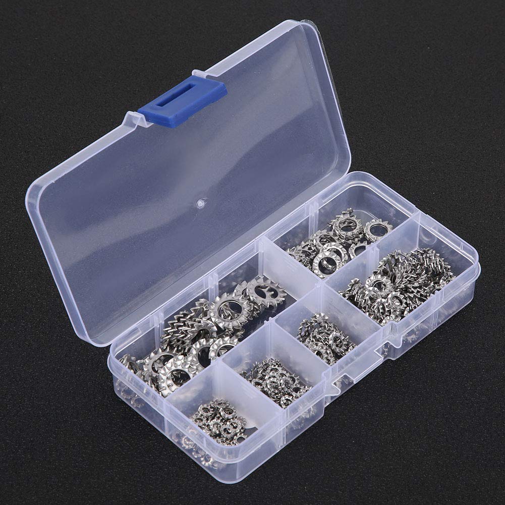 Garosa 300pcs External Tooth Washers Assortment Kit M2.5-M8 Stainless Steel Anti Loose Gasket Washers