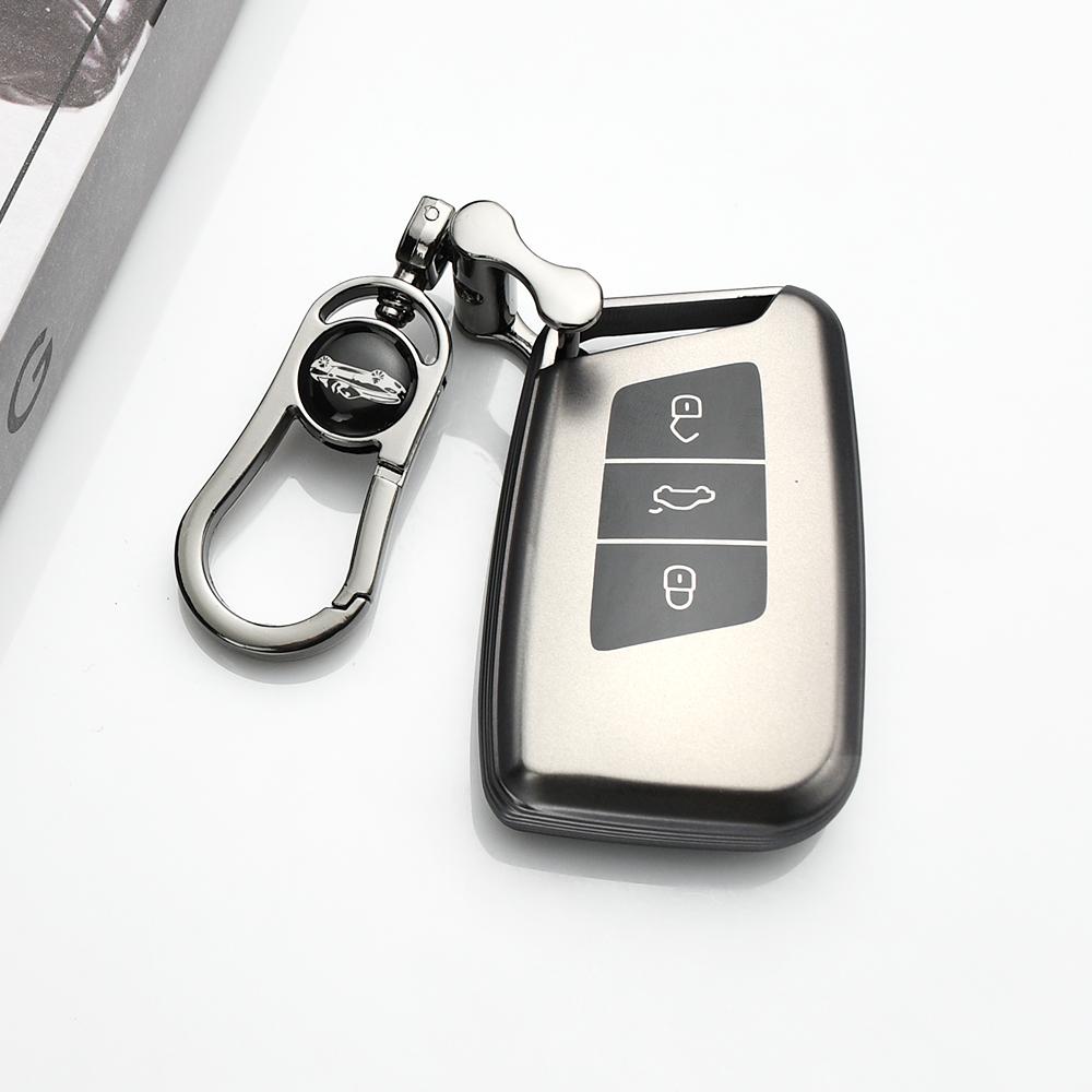 Gun Grey Tpu Keyless Keychain Car Key Fob Case Cover For Volkswagen Vw Tiguan Taos Arteon Atlas Cross Sport Passat B8 Jetta