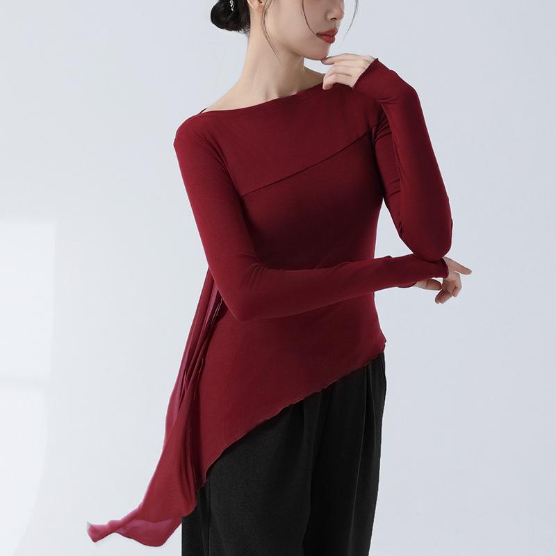 

Женский танцевальный топ из струящейся марли для взрослых - Облегающий без пальцев для классического, современного танца и тренировок по йоге Extra Large