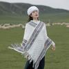 Printing Knitted Cape Stripe Tassel Scarves Retro Imitation Cashmere Shawl  Travel Vacation
