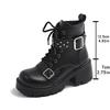 Fashion Punk Metal Belt Buckle Thick Bottom Black Ankle Boots Women 2025 Winter Gothic Chunky Platform High Heel Boots Sexy Y2K Shoes