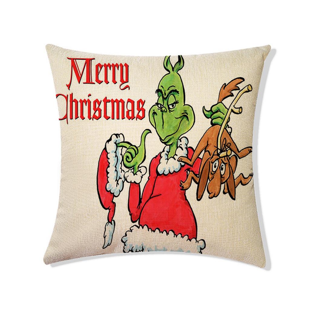 Christmas Happy Throw Pillow Cover, 18 X 18 Inch, Winter Holiday Cushion Cover Sofa Decor