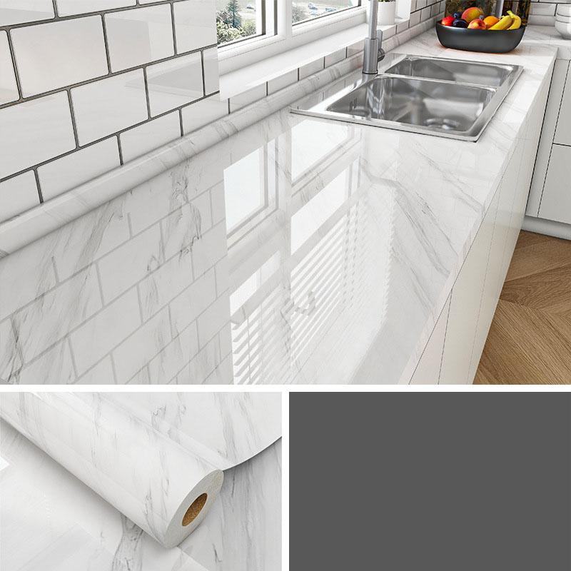 Marble Self Adhesive Film - Heat Resistant Kitchen Countertop Sticker, Waterproof Oil Proof Peel and Stick Wallpaper for Cabinet Refinishing