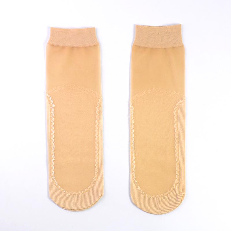 

Flesh-colored Velvet Summer Stockings: Cotton-soled, Sweat-absorbent, Non-slip, Mid-tube with Massage Soles. 1 Pair