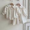 Spring Children Long Sleeve Casual Dress Girls Cute Loose Puff Sleeve Dress Toddler Cardigan Dress Kids Clothes