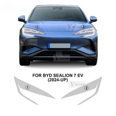 Pro BYD Sealion 7 EV 2024 2025 2 ks Ochranná fólie na světlomety auta Průhledná Kouřově černá Samolepka TPU