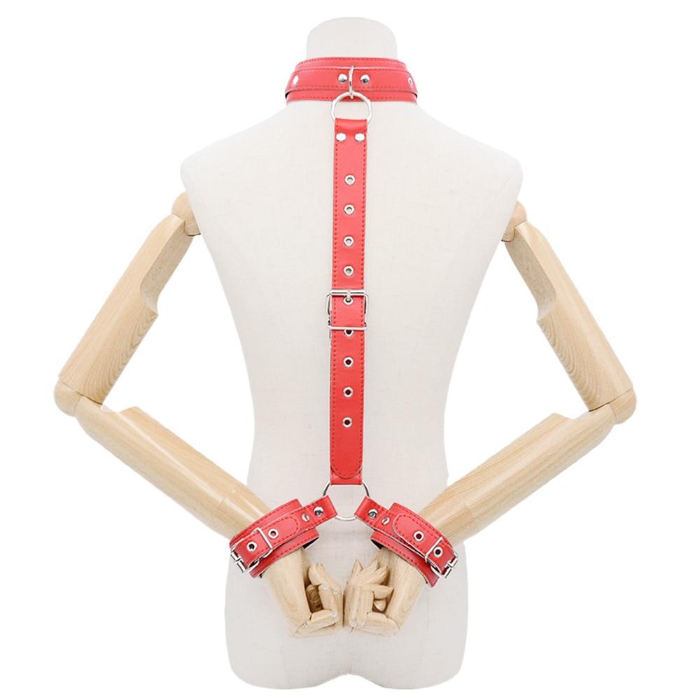 Sexy Bondage Collar Handcuffs Training Slave Sex Toys Chastity Belt Sex Furniture BDSM PU Leather