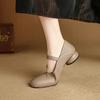 Great To Wear WvavW French Super Soft One-word Buckle Mary Jane Single Shoes Are Not Tired of Low Thick Heel Grandma Shoes