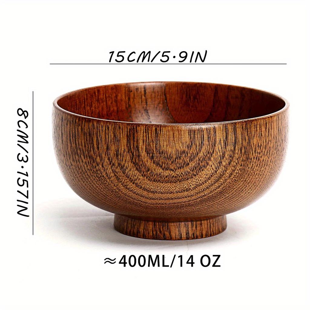 1pc Acid Jujube Wood Bowl - Heat-Resistant & Sturdy, Anti-Fall Design - Vintage Tableware for Camping & Home