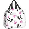 Pink Poodles And Bows Portable Insulated Lunch Bag For Women Men Cooler Tote Box For Travel Work