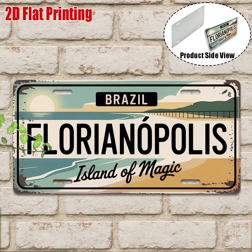 D Flat Pc Vintage Metal SignIsland Magic Retro Travel Decor Tropical Beach Wall Decor Rustic Vacation Accent Collector Gift