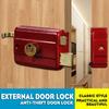Wooden Door Exterior Door Retro Lock Security Multiple Insurance Lock Cast Iron Anti-theft Red Locks