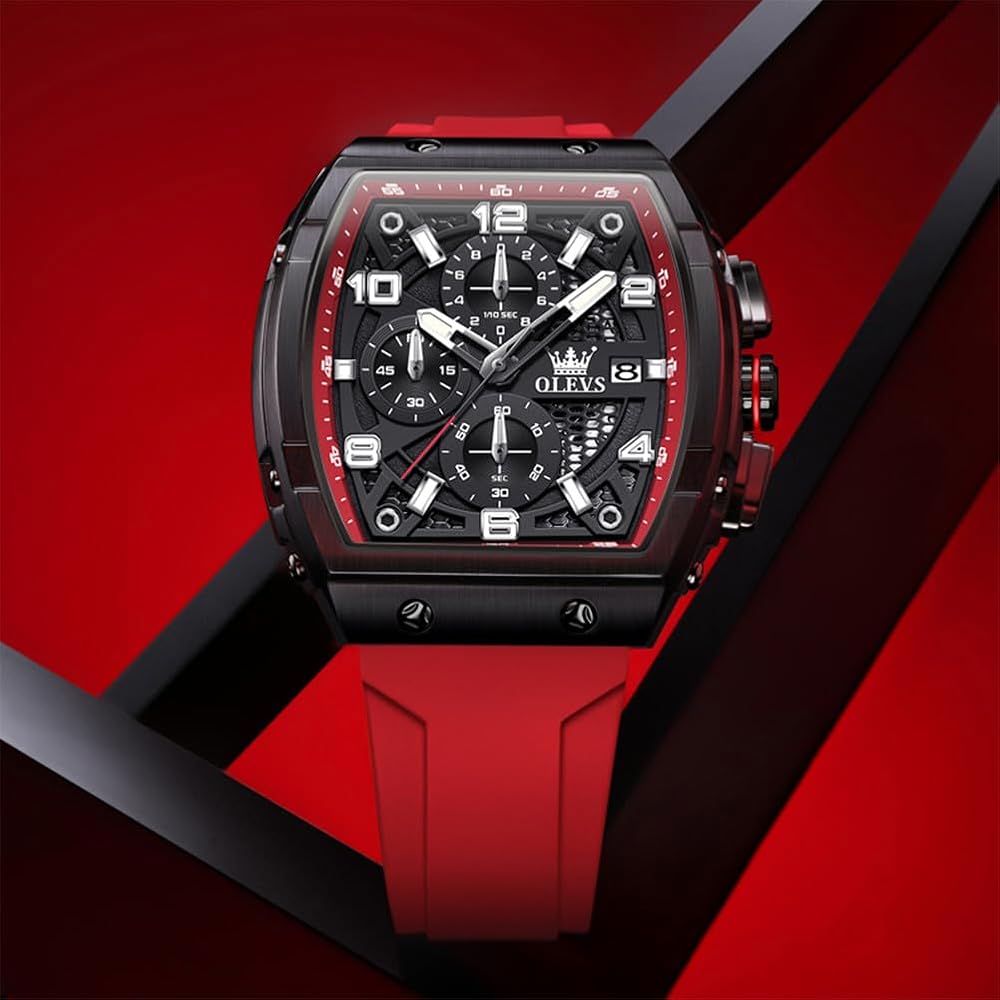 OLEVS Men's Stylish Chronograph Waterproof Multi-Function Watch with Silicone Strap White