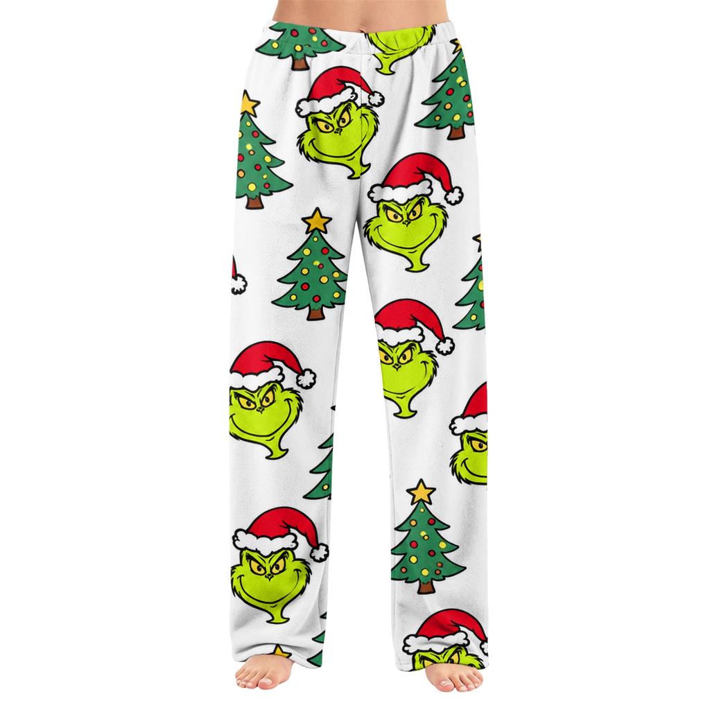 Women's Christmas Print Flannel Pajama Pants Loose Fit Sleep Bottoms for Holiday Lounging