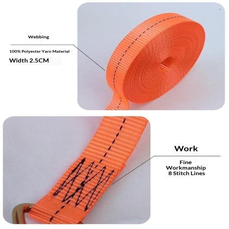 Heavy Duty Ratchet Tie Down Straps High Tensile Webbing Rustproof Metal Buckle for Camping Gear Securing