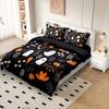 3pcs Halloween Cute Ghost Flower Print Coreless Quilt Set Multi Size Bedrooms Dormitory Soft and Comfortable Machine Washable