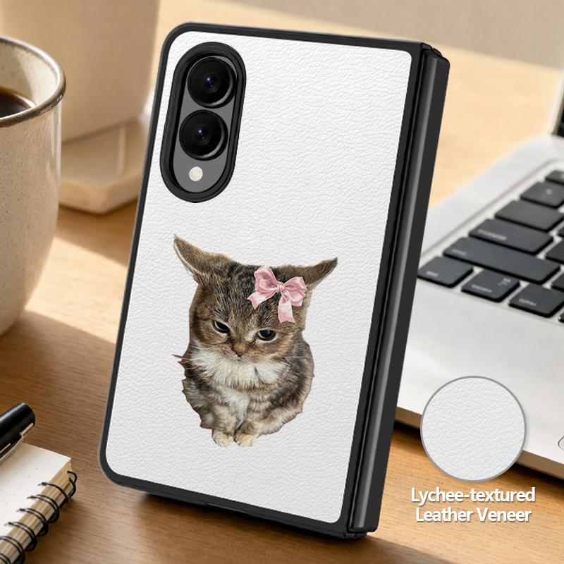 Cute Cat Rabbit Print Case For Samsung Z Fold 8 Ultra 7 6 5 4 Hybrid Leather Skin Hard PC Bumper Cover For Galaxy Z Fold8 Fold7 Fold6 Fold5