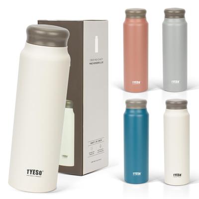 TYESO Water Vacuum Mug Stainless Double Wide Home White Bottle, Lightweight, Slim, 800ml, Thermos, Heat/Cold, Insulated, Bottle, Steel, Walled, Mouth,