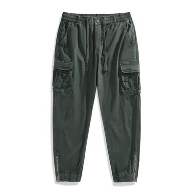 Men's Solid Color American Retro Leisure Function Washing Overalls Trousers Bundle Foot Multi-bag Comfortable.