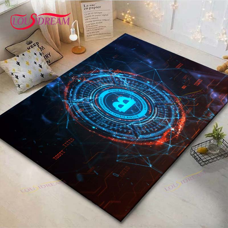 Hot Exquisite 3D Bitcoin BCT Printed Carpet Outdoor Rug Area Rug Non-slip Carpet Bedroom Decor Carpet for Room Gift