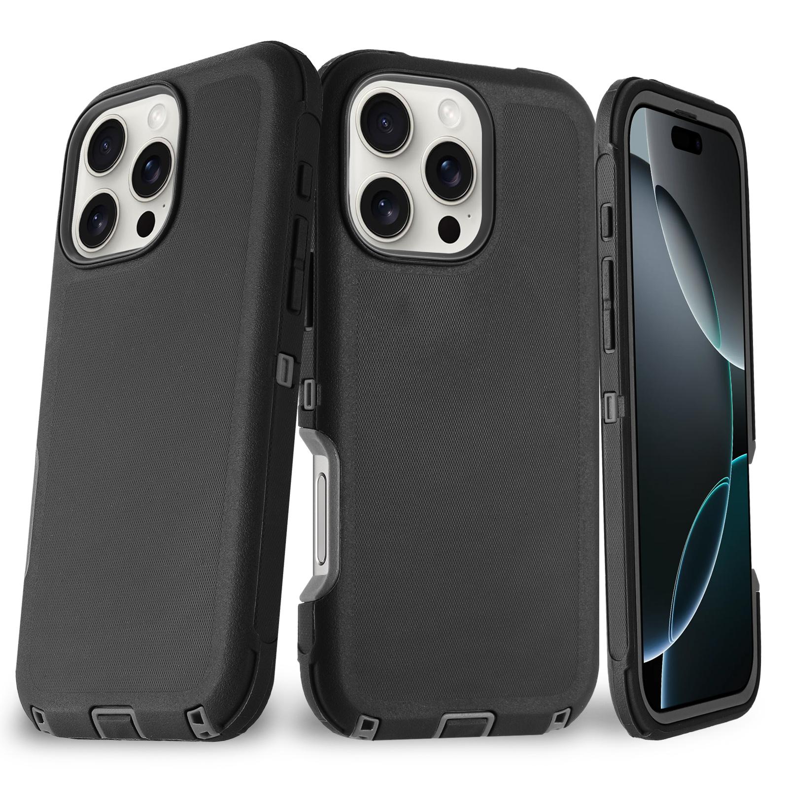 

Новий надміцний чохол серії Defender для Iphone 16 16Pro 16Plus 16Pro Max Міцний надійний протектор Жорсткий чохол-броня Otter Ударостійкий Міцний Захисний чохол For iPhone16 Pro Max чорний колір сірий