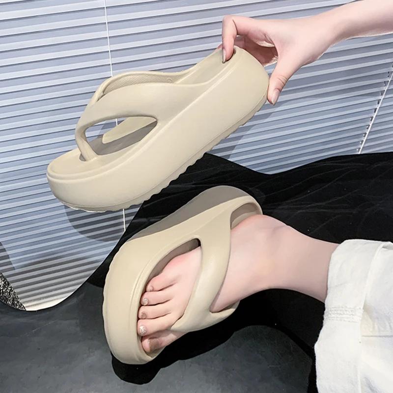 Fashion Summer Eva Platform Flip Flops for Women 2025 Non Slip Clip Toe Beach Slippers Woman Comfortable Thick Bottom Slides Sandals