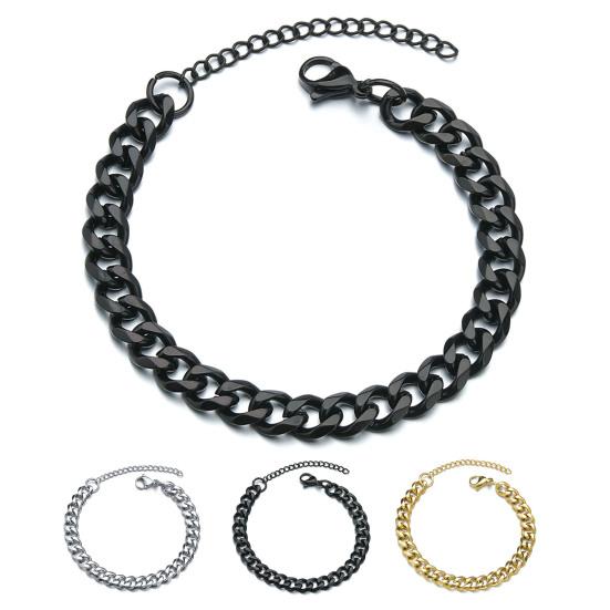 Herren Armband Kette plattiert Edelstahl Hip Hop geometrische kubanische Link Armband Schmuck