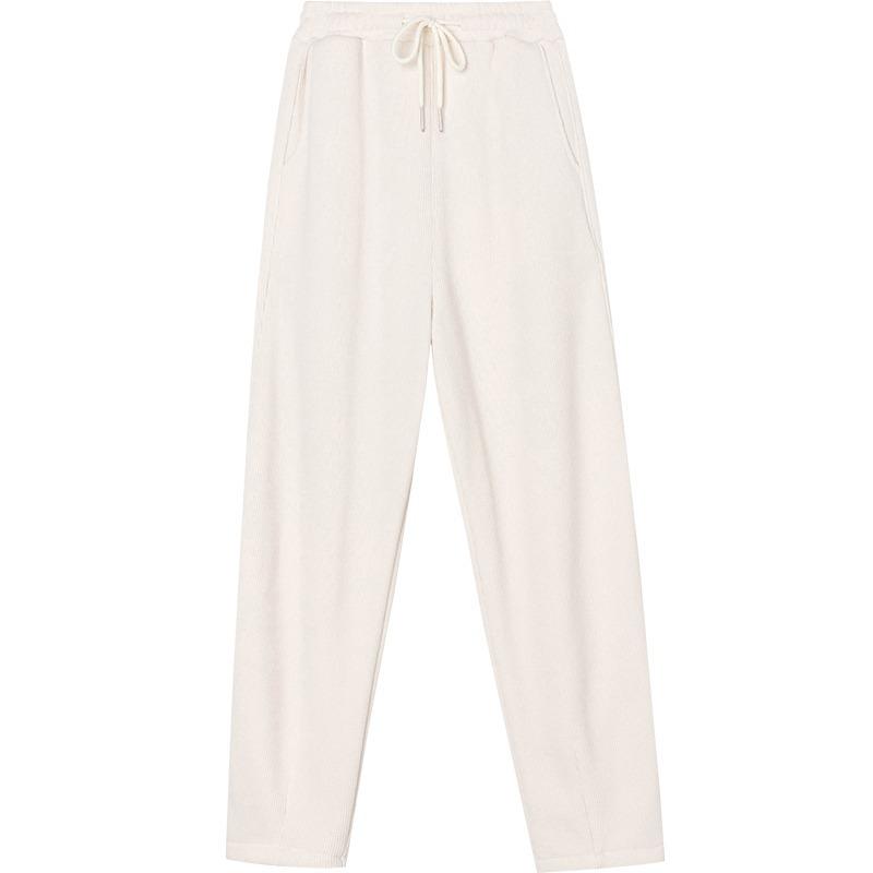Fashion Women Casual Thicken Harem Pants Autumn Winter Plush Velvet Capris Solid Fleece Chenille Pants Women High Waist Straight Ladies Trousers 2356