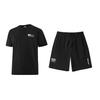 Peak Solid Color Round Neck Pullover Short Sleeve Letter Logo Breathable Lace-Up Mid-Waist Five-Point Pants Fitness Set FR6232011+YS003022CH