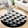 1pc Fish Birds Office Round Area Rug, Indoor Mat Suitable For Office, Under Office Chairs Bedroom Living Room Home Decor, Room Deco