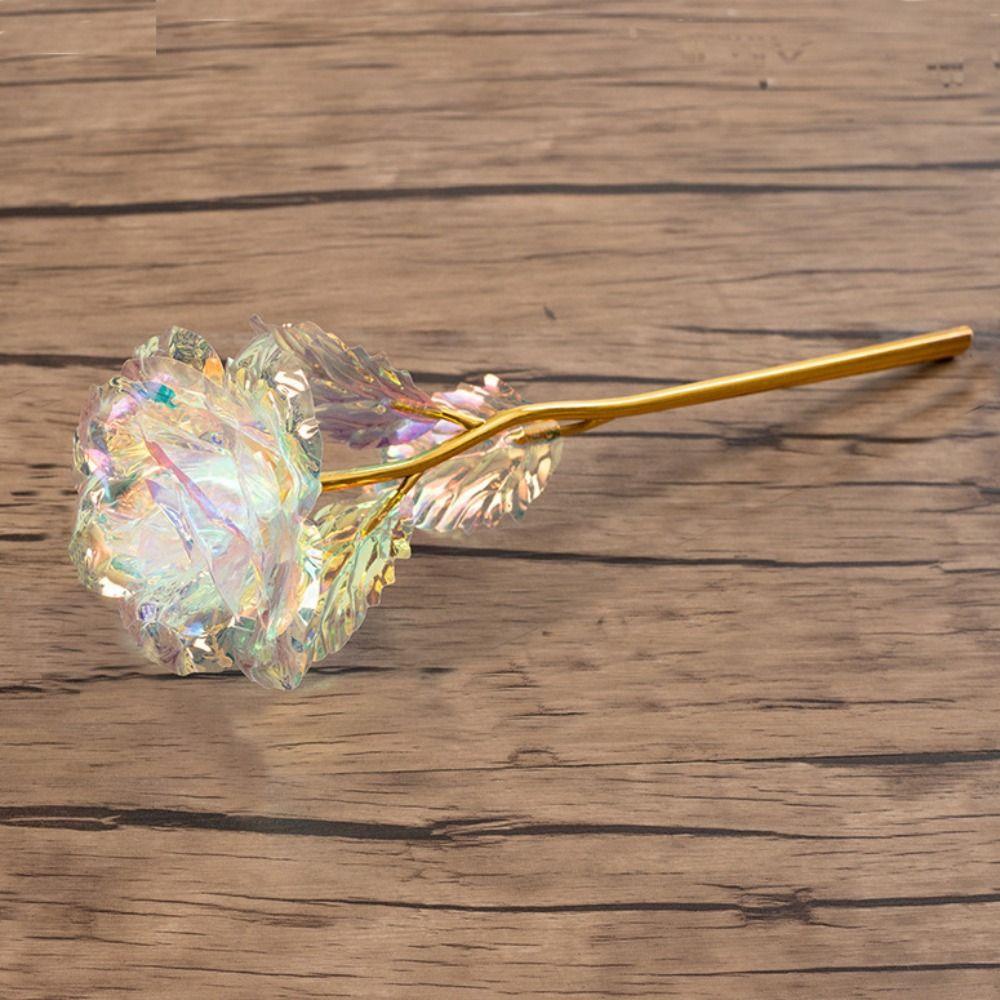 Rosa Simulação Dia dos Namorados Amor Eterno Banhada a Folha Presente Flor Artificial Rosa Artificial