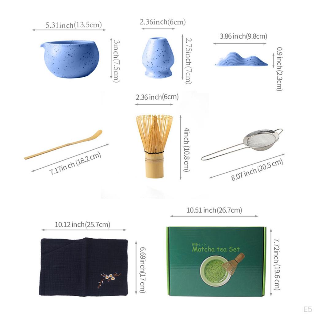 7 Piece Matcha Kit Featuring Bowl And Towel for Tea Room Experience