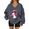 Women's V-neck Dropped Shoulder Halloween Print Sports Sweatshirt Top