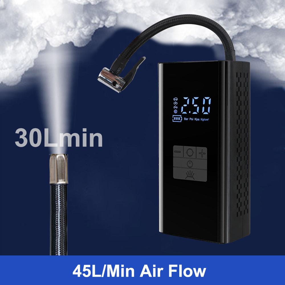 Air Compressor Digital With LED Light Wireless JN058 Portable Inflator Tire Air Pump LCD Display Portable Tire Pressure Gauge