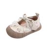 2026 Spring/Autumn Floral Bow Princess Flats - Girls' Mary Jane Leather Shoes for Toddlers