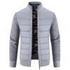 Men's Stand-Up Collar Fleece-Lined Oversized Knit Sweater Youth Casual Fall Jacket