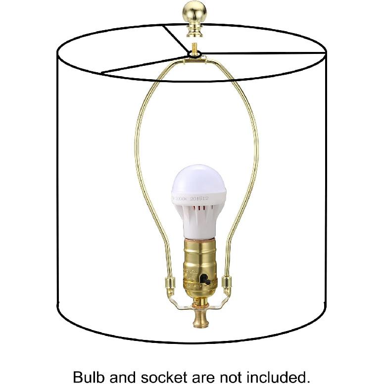 PATIKIL 9 Inch Lamp Harp Kit with Finial, 1 Set Detachable Shade Bracket Holder, DIY Lighting Accessories for Table Floor Lamps, Gold Tone