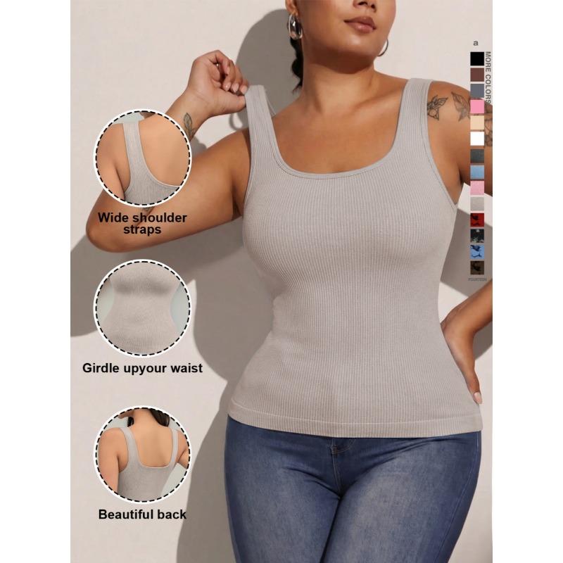 Women Washed Tie Dye Solid Color Slimming Body Shaping Tank Top