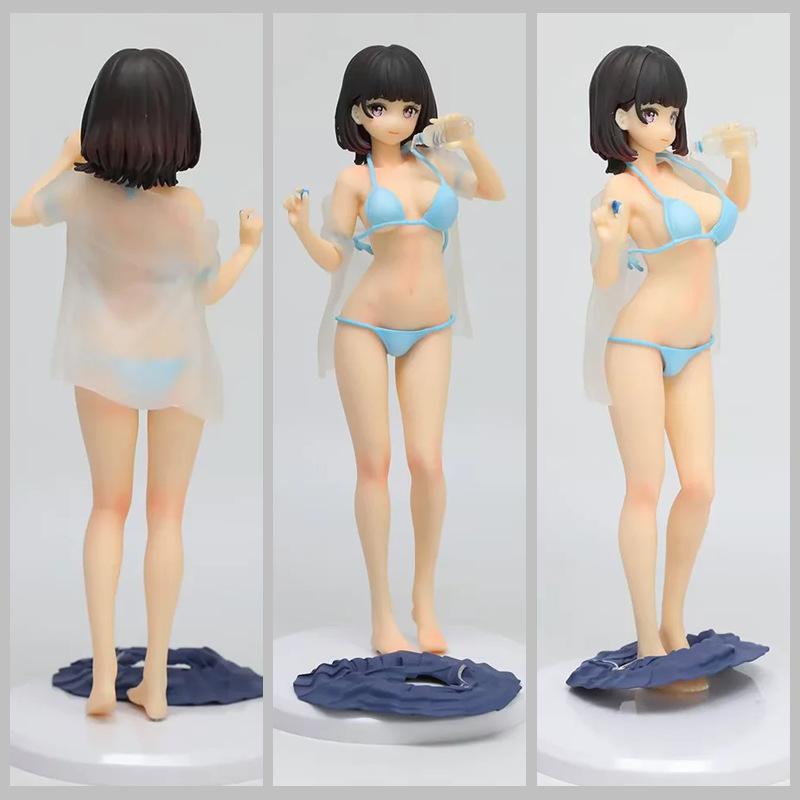 Water Drinking Girl Swimsuit Ver. Anime Beautiful Girl Figure Model, Desktop Chassis Decor Boxed Statue